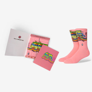Birthday card for girls with included free gift socks pink
