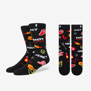 funny all types of meat bacon burger beef black crew socks for him