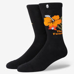 Black And Orange Flower Socks