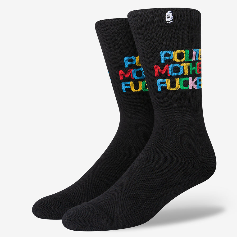 polite mother fucker socks happy colors crew socks for her
