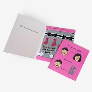 Millennial Meme greeting cards with nipple tassel socks combo