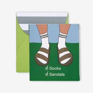 embarrassing dad birkenstocks and tube socks giftable card shipable envelope