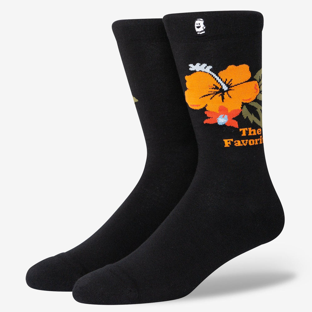 Black And Orange Flower Socks